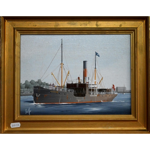 537 - Capt A Jensen - 'SS Ulvsund', oil on canvas, signed lower left, 20 x 27 cm