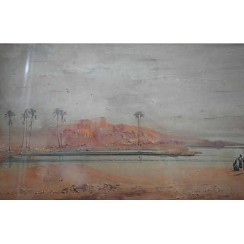 553 - H S Lynton (1886-1912) - 'Cairo', desert scene, watercolour, signed lower right, 26 x 63 cm