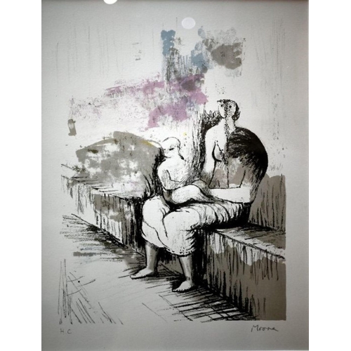 593 - After Henry Moore (1898-1986) - 'Seated mother and child', 1975, lithograph, CGM no 367, pencil sign... 