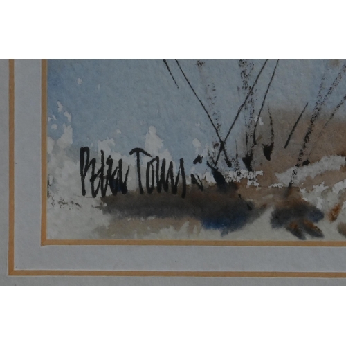 605 - Peter Toms (b 1940) - 'Ice on the pond', watercolour, signed lower left, 22.5 x 28 cm