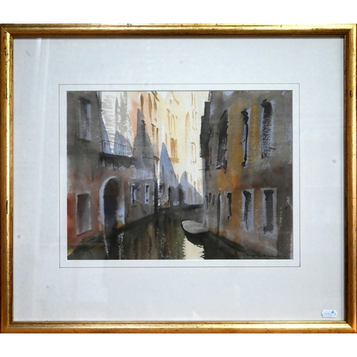 608 - Michael Felmingham (b 1935) - Two Venetian views - 'Canal Door', 23.5 x 18 cm and 'Canal Shadow', 27... 