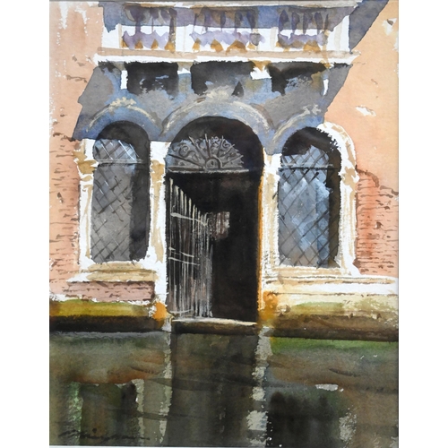 608 - Michael Felmingham (b 1935) - Two Venetian views - 'Canal Door', 23.5 x 18 cm and 'Canal Shadow', 27... 