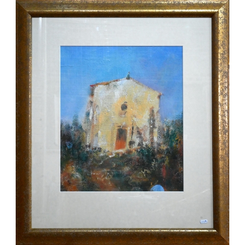 610 - Derek Menary (b 1943) - Mediterranean house, oil on canvas, signed with initials lower left, 48 x 40... 