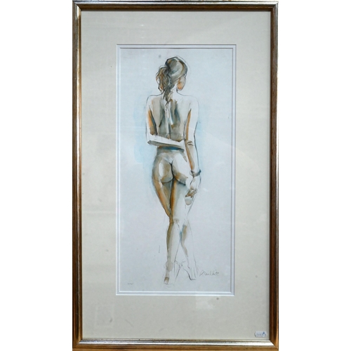 611 - Alan White (b 1935) - 'Saskia', watercolour on paper, signed lower right, 49 x 22 cm, Llewellyn Alex... 