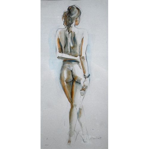 611 - Alan White (b 1935) - 'Saskia', watercolour on paper, signed lower right, 49 x 22 cm, Llewellyn Alex... 