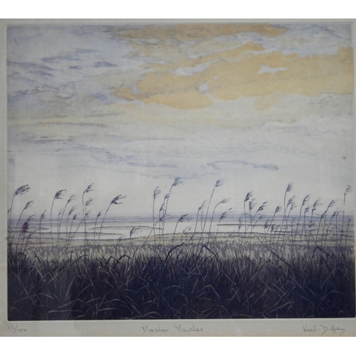 612 - After Keel Duffey - 'Marston Marshes', ltd ed 12/150 print, pencil signed to margin, 36 x 42 cm