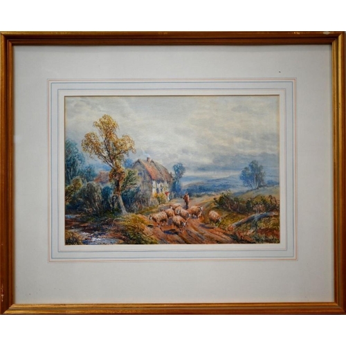 620 - Edith Barclay - A pair of pastoral views - Shepherd and his flock and Cattle and drover, watercolour... 