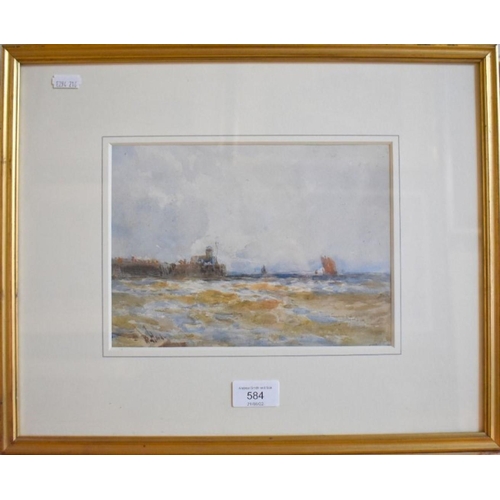 628 - Thomas Bush Hardy (1842-1897) - 'Calais Pier', watercolour, signed lower left, 17 x 23 cm