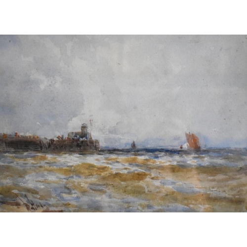 628 - Thomas Bush Hardy (1842-1897) - 'Calais Pier', watercolour, signed lower left, 17 x 23 cm