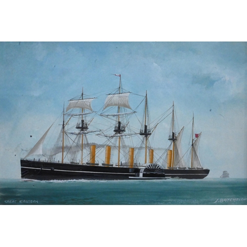 631 - John Batchelor (b 1936) - A set of ten gouache studies of ships - HMS Britannia, Rex, Leviathan (ex ... 