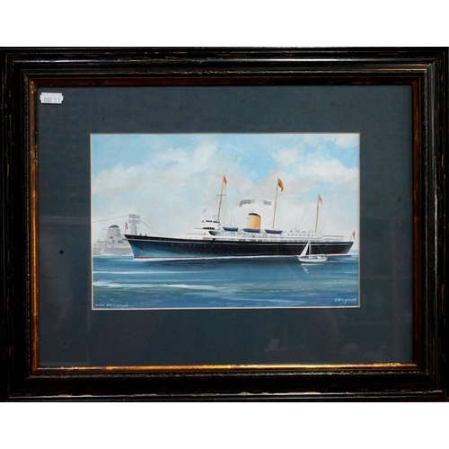 631 - John Batchelor (b 1936) - A set of ten gouache studies of ships - HMS Britannia, Rex, Leviathan (ex ... 