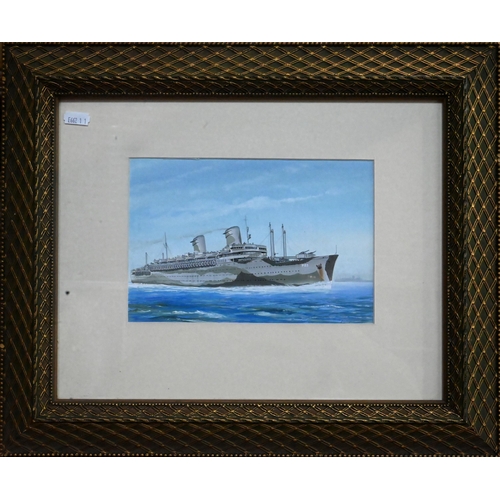 631 - John Batchelor (b 1936) - A set of ten gouache studies of ships - HMS Britannia, Rex, Leviathan (ex ... 