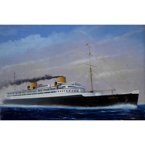 631 - John Batchelor (b 1936) - A set of ten gouache studies of ships - HMS Britannia, Rex, Leviathan (ex ... 