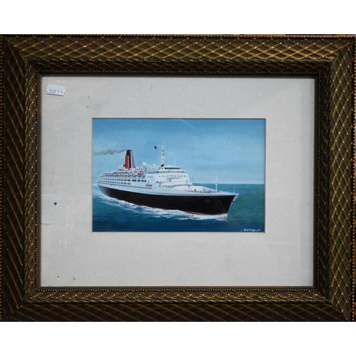 632 - John Batchelor (b 1936) - A set of eleven gouache studies of ships - Liberté, SS United States, Nieu... 