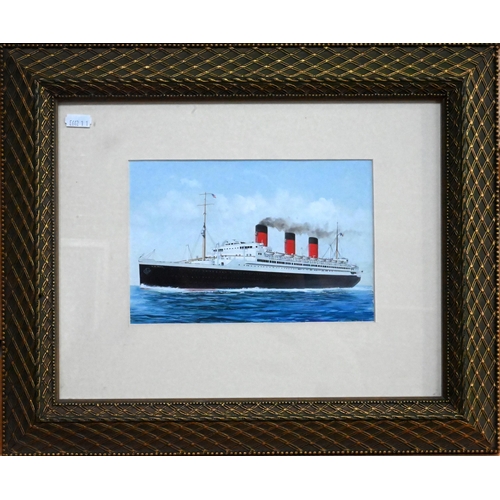 632 - John Batchelor (b 1936) - A set of eleven gouache studies of ships - Liberté, SS United States, Nieu... 