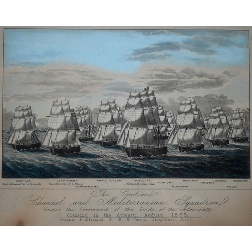 666 - A set of 19th century naval engravings - 'The Combined Channel and Mediterranean Squadron', 1869; A ... 