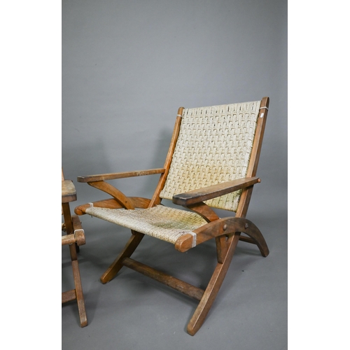 752 - A pair of Danish style hardwood and cane chairs, probably of African origin (2)