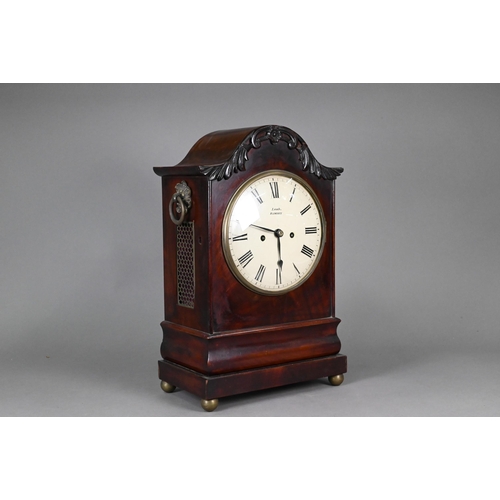 776 - Leach, Romsey, a 19th century mahogany cased twin fuse bracket clock, with white enamelled dial, 46 ... 