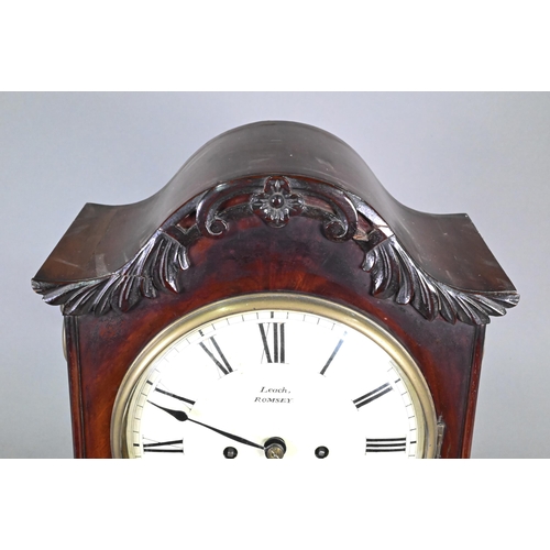 776 - Leach, Romsey, a 19th century mahogany cased twin fuse bracket clock, with white enamelled dial, 46 ... 