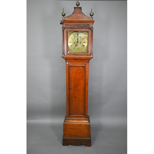 853 - John Stokes, Saffron Walden, an 18th century oak longcase clock, the 8-day movement with 30 cm brass... 