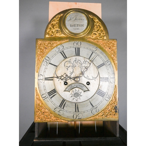 859 - Jarvis, Dalton, an 18th century and later carved oak clock, the eight day movement with arched brass... 