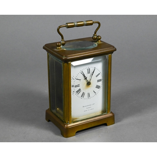 867 - Benetfink & Co. London, a brass carriage clock, with white enamelled dial, 11.5 cm h a/f