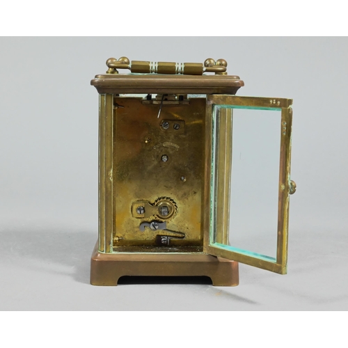 867 - Benetfink & Co. London, a brass carriage clock, with white enamelled dial, 11.5 cm h a/f