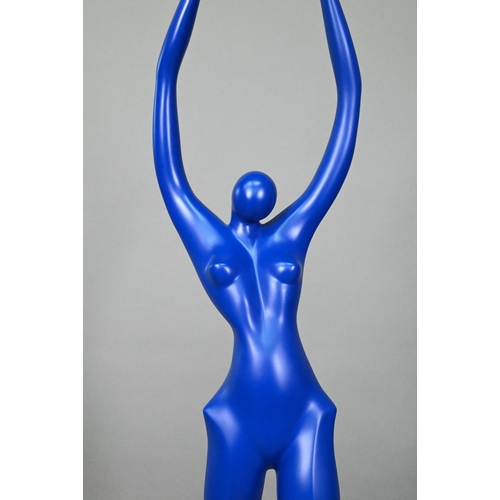 886 - Isaac Kahn (b.1950) 'Passion H', blue-patinated bronze female nude, arms upraised, signed limited ed... 