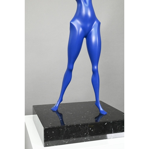 886 - Isaac Kahn (b.1950) 'Passion H', blue-patinated bronze female nude, arms upraised, signed limited ed... 