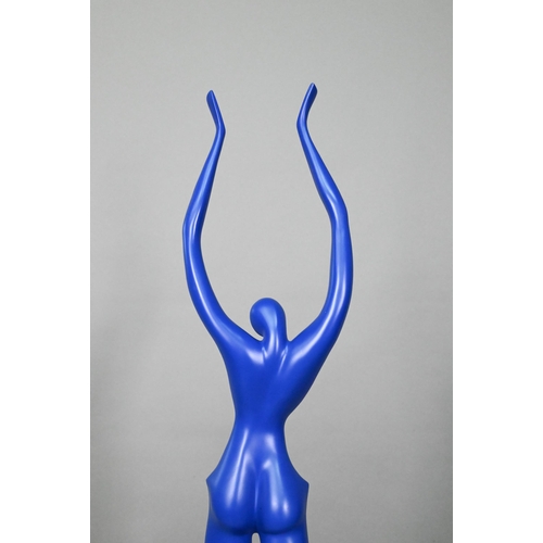 886 - Isaac Kahn (b.1950) 'Passion H', blue-patinated bronze female nude, arms upraised, signed limited ed... 