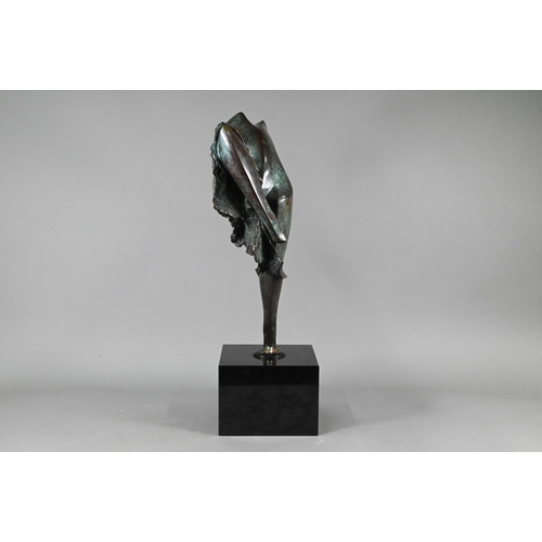 888 - Isaac Kahn large bronze abstract figure, female dancer, signed limited edition 3/4, on stone cube ba... 