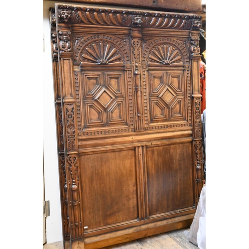 936 - A quantity of Victorian and later composed moulded and carved oak room panelling, incorporating a si... 