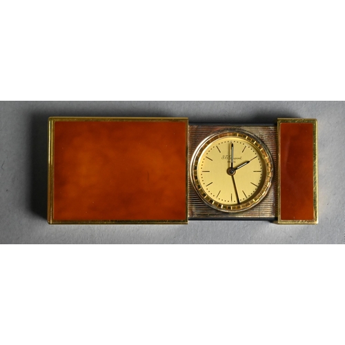 1125 - S J Dupont (Paris) - a gilt and enamel travel alarm clock with sliding action; to/w a gold-plated Gr... 