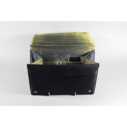 1131 - An Asprey black satin evening bag with silver gilt mount, London 1956 and green silk lining, 18 x 23... 