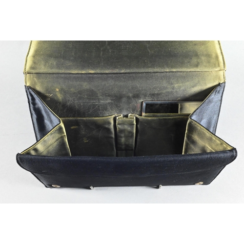 1131 - An Asprey black satin evening bag with silver gilt mount, London 1956 and green silk lining, 18 x 23... 