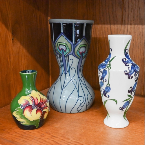 107 - A Moorcroft grey-ground vase, painted with stylised flowers in the Art Nouveau manner (2012), 18 cm ... 