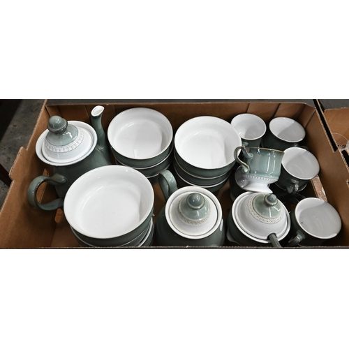 111 - Denby 'Venice' pottery breakfast service including tea and coffee pots (2 boxes)