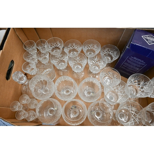 112 - Set of six Thomas Webb cut glass brandy balloons to/w other drinking glasses including boxed pair of... 