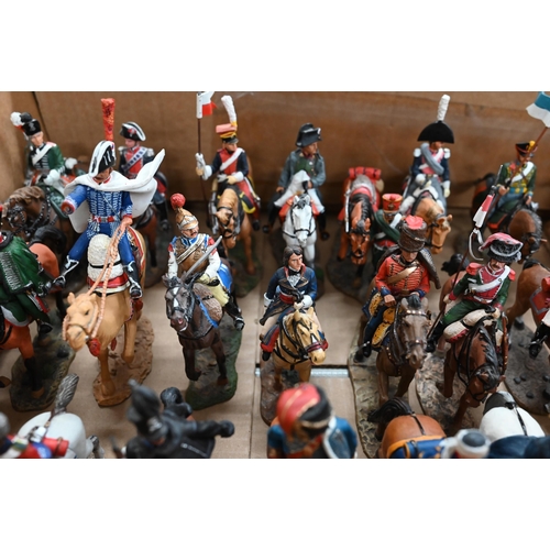 133 - A collection of 59 Del Prado cast metal equestrian figures of Napoleonic cavalrymen to/w over 150 fo... 