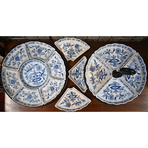 134 - Villeroy & Bosch lazy susan, fitted with 'Dresden china' pattern segmented dishes, t/w a matchin... 