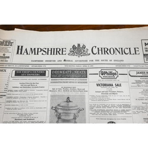 135 - #Two 1991 editions of the Hampshire Chronicle - the last printed at Winchester and first at Portsmou... 