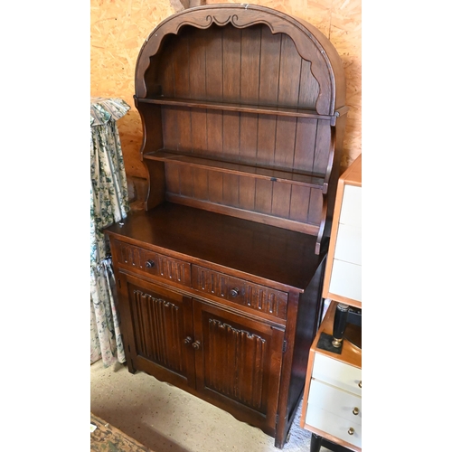 370 - A Old Charm style arched back oak cottage dresser, 95 x 44 x 173 cm h