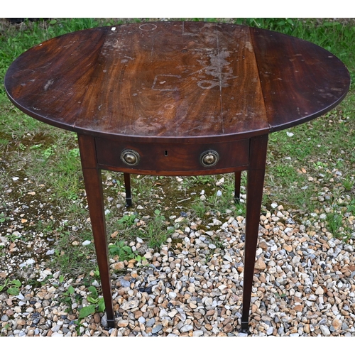 371 - #A Victorian mahogany drop leaf table, drawer to one end