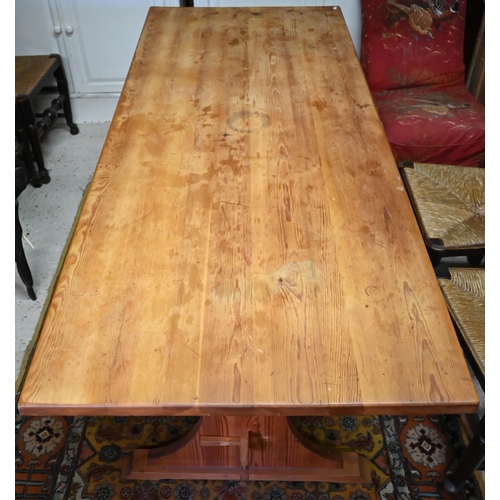 386 - An old pine kitchen table, 182 x 75 x 76 cm h