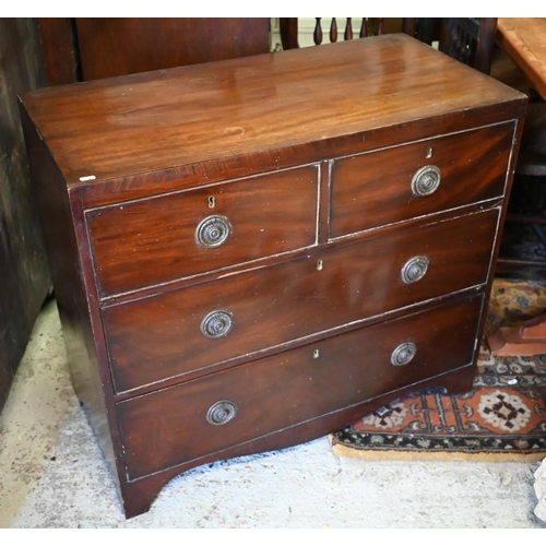 393 - A Victorian mahogany chest of two short over two long drawers on shaped bracket feet, 89 x 45 x 79 c... 