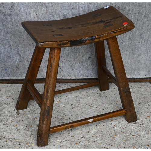 395 - An antique elm seat stool