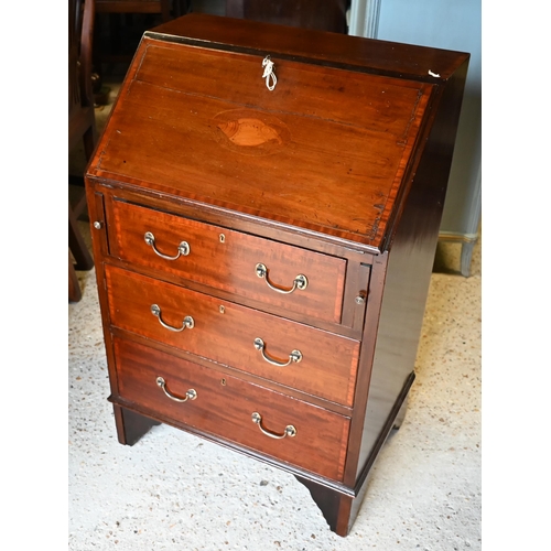 396 - A Victorian style cross-banded mahogany bureau, 62 x 44 x 95 cm h