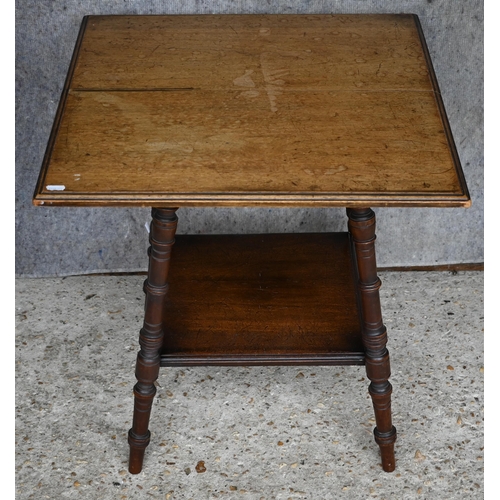 398 - #An Edwardian walnut two tier occasional table, 56 x 56 x 61 cm h