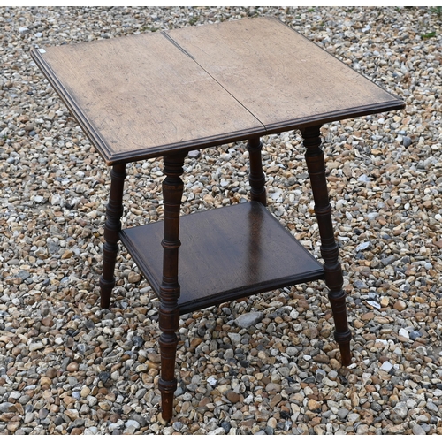 398 - #An Edwardian walnut two tier occasional table, 56 x 56 x 61 cm h