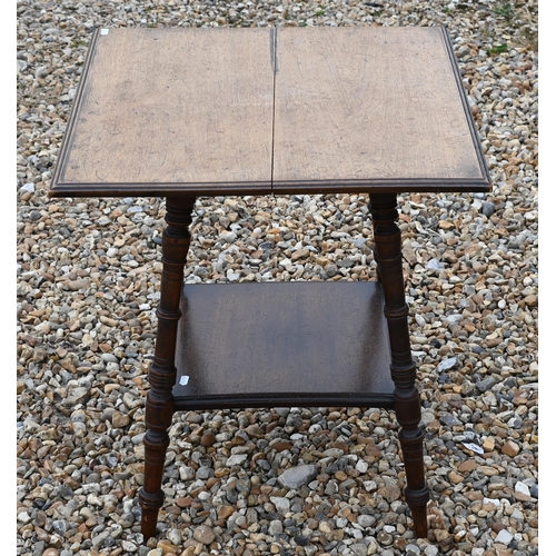 398 - #An Edwardian walnut two tier occasional table, 56 x 56 x 61 cm h